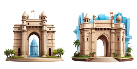 set of gateway of india isolated on transparent background