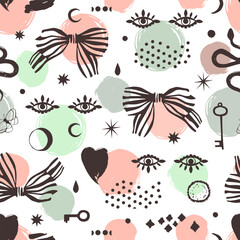 Vector hand drawn doodles seamless pattern. - 785966563