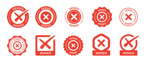 The cross marks icon set. It includes denied, no, wrong, reject, red, and more icons. Vector illustration sign.