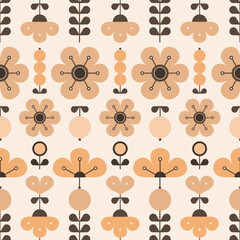 Vector seamless pattern with cute flowers. - 785966570