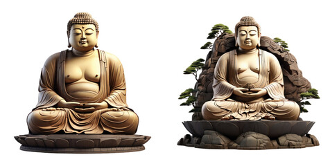 set of buddha of kamakura isolated on transparent background