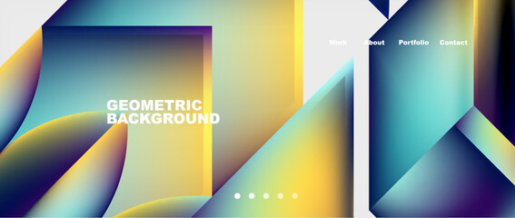 A colorful geometric background featuring a gradient of yellow, blue, and purple. The vibrant tints and shades create a sunny and electric blue pattern on the rectangle display device