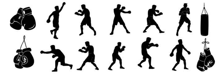 Fototapeta na wymiar silhouettes of boxing