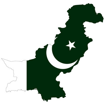 Pakistan flag depicted on a vector image of pakistan's map, showcasing the country's national flag.