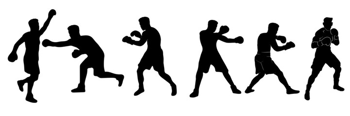silhouettes of boxing
