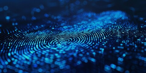 A digital image of a fingerprint with a blue and red background