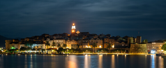 Panorama of the chistorical town of Korcula on the island of Korcula, Croatia