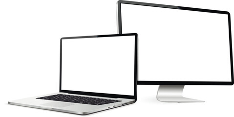 Responsive web design computer display with laptop isolated