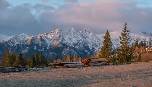 Mountain car park with shallow depth of field.Image for CGI Backplates.