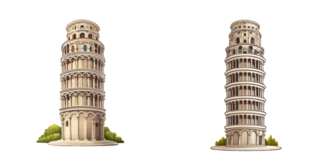 set of pisa isolated on transparent background