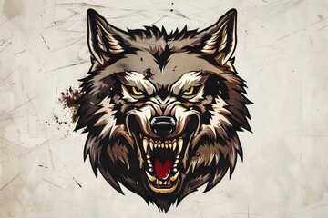 Wolf head on grunge background,  Vector illustration for your design