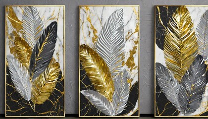 gold and silver wall art marble 