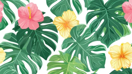  Tropical Hibiscus and Monstera tropical pattern hibis © Prince