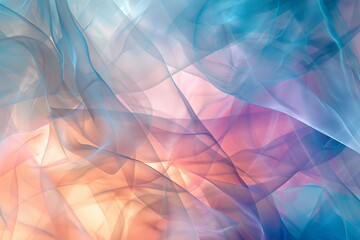 Abstract wallpaper background featuring layers of translucent shapes in soft pastel hues