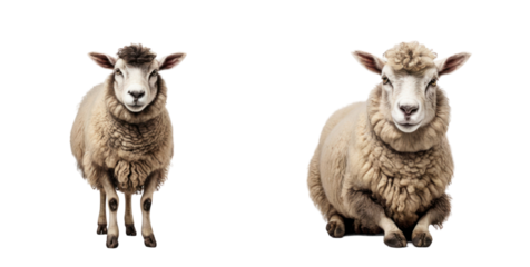 set of sheep isolated on transparent background