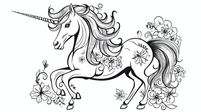 Unicorn for coloring book. Magical anima for coloring
