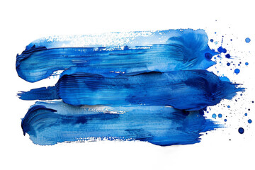 Bold blue acrylic paint stroke isolated on transparent background - obrazy, fototapety, plakaty