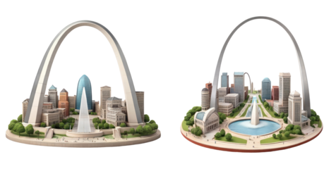 set of st louis gateway arch isolated on transparent background