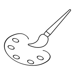 Simple paint related line icon. brushes icon, paint plate icon. vector illustration.