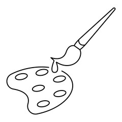 Simple paint related line icon. brushes icon, paint plate icon. vector illustration.