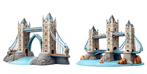 set of tower bridge isolated on transparent background
