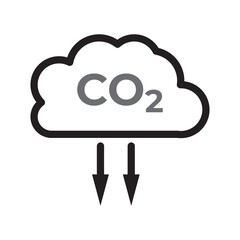 Reduce co2 gas icon set. carbon reduction cloud sign. cut c02 pictogram. zero carbon emission. zero greenhouse gas low co2 logo. cut carbon bubble vector. Used in web, template, on white background.
