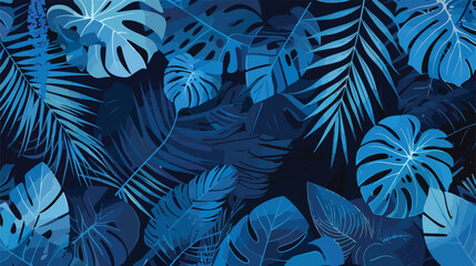 Vector background with a collection of tropical leave