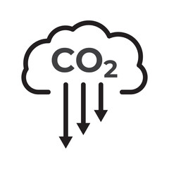 Reduce co2 gas icon set. carbon reduction cloud sign. cut c02 pictogram. zero carbon emission. zero greenhouse gas low co2 logo. cut carbon bubble vector. Used in web, template, on white background.