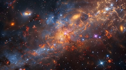 Enchanting Symphony of Distant Stars: A Spectacular View of an Outer Space Galaxy - obrazy, fototapety, plakaty