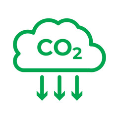 Reduce co2 gas icon set. carbon reduction cloud sign. cut c02 pictogram. zero carbon emission. zero greenhouse gas low co2 logo. cut carbon bubble vector. Used in web, template, on white background.