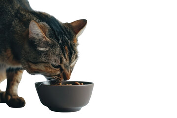 cat eating food
.Isolated on white background.