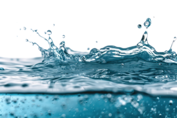 Blue water, water drop splash
isolated on white background