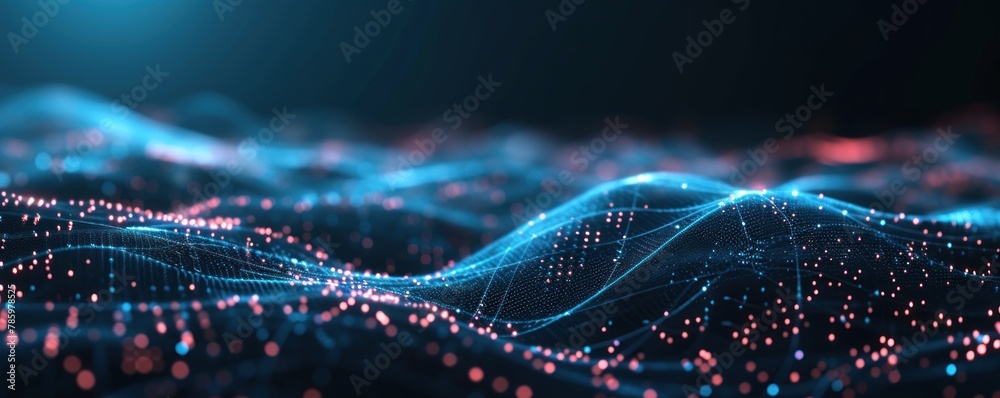 Wall mural data technology concept. digital abstract design wide banner shape. copy space for text