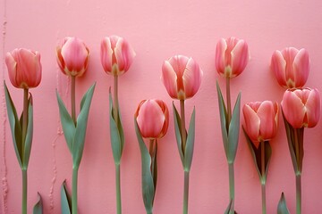 Tulips on a pink background,  Pink tulips on a pink background