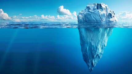 Antarctic iceberg  climate change, conservation, ozone threat, rising sea levels on banner poster - obrazy, fototapety, plakaty