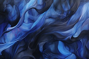 Abstract background of acrylic paint in blue and black tones,   generated graphics - obrazy, fototapety, plakaty