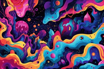 Abstract colorful Psychedelic Pattern background - obrazy, fototapety, plakaty