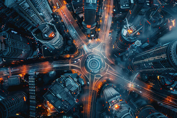 Fototapeta premium Smart technologically advanced city of energy, transportation, and communication systems.