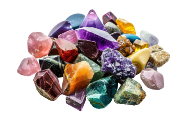 Pile of colorful gemstones
.isolated on white background