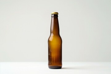 Beer bottle on a white background,  Shallow depth of field