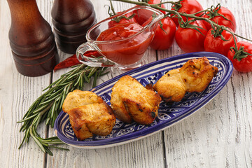 Chicken breast shashlik - grilled meat