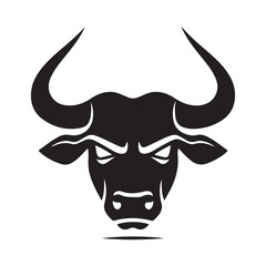 Bull Head Vector Illustration, Simple Bull Logo Design