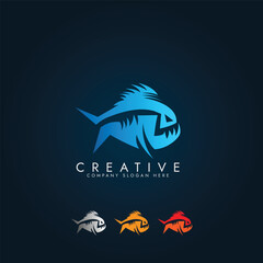 Modern fish predator piranha logo piranha fish wild animal logo vector illustration template design
