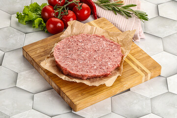 Raw beef uncooked burger cutlet