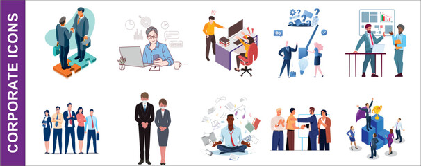 Management Icon Flat, Business Icon Flat Set, Mentoring and personal skills development icons flat set


