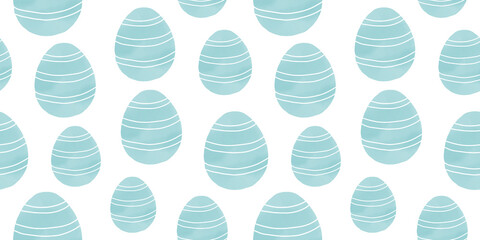 Cute illustration with colorful Easter eggs with watercolor texture, spring banner