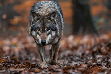 Grey wolf (Canis lupus) in the forest