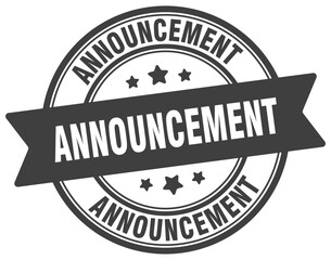 announcement stamp. announcement label on transparent background. round sign