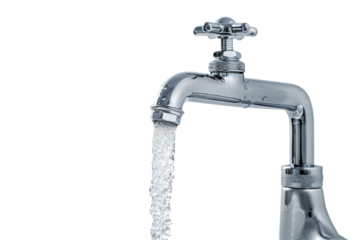 Water stream flowing from tap
.isolated on white background