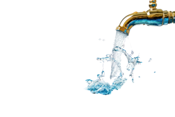 Water stream flowing from tap
.isolated on white background